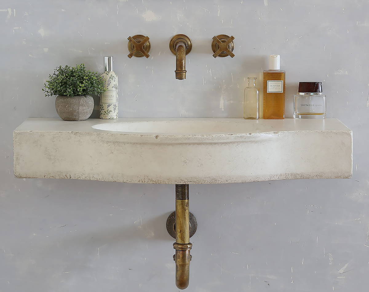 Antique Clean-Line French farmhouse Marble Sink in Powder Room by Monolithic Stone
