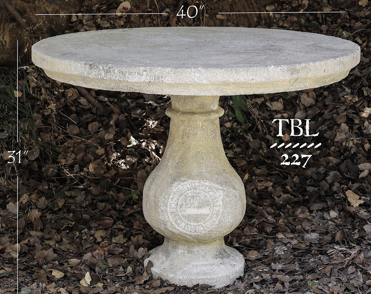 Rounded Antique Reclaimed French Limestone Table by Phoenician Stone.