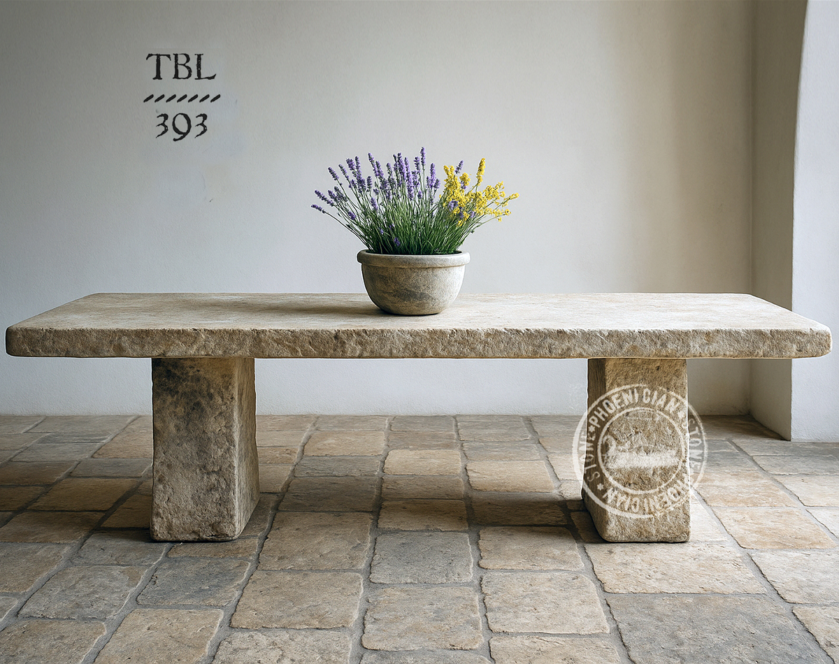 Antique Reclaimed Indoor Limestone Table Farmhouse Style.