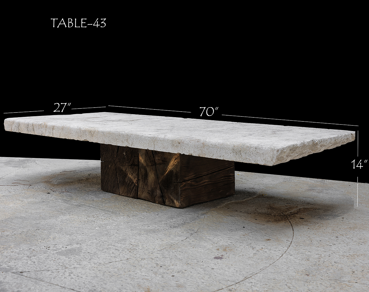 Single Solid Reclaimed Limestone Table Salvaged by Phoenician Stone